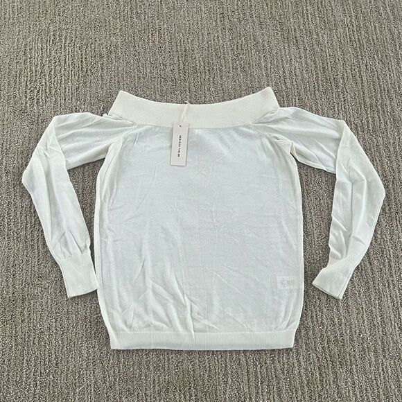 Rebecca Taylor Cream Off The Shoulder Sweater - Picture 1 of 5